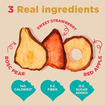 Rind Snacks | Straw-Peary | Strawberry, Apple, & Pear | Dried Fruit Superfood | Chewy Snack | No Sugar Added | All Natural | Hig