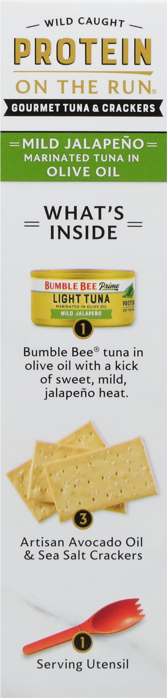 Bumble Bee Prime Protein on the Run Tuna Snack Kit - Gourmet Tuna Marinated in Olive Oil & Mild Jalapeno with Crackers and Servi