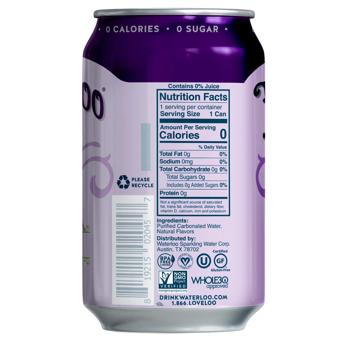 Waterloo Sparkling Water G  Flavor, 8-Pack Cans