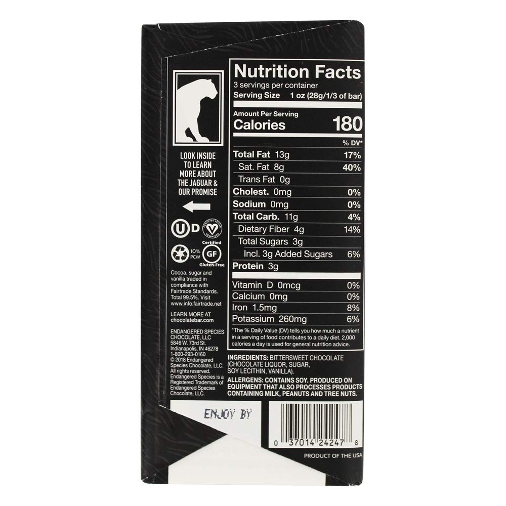 Endangered Species Strong Dark Chocolate Bar (88% cocoa)
