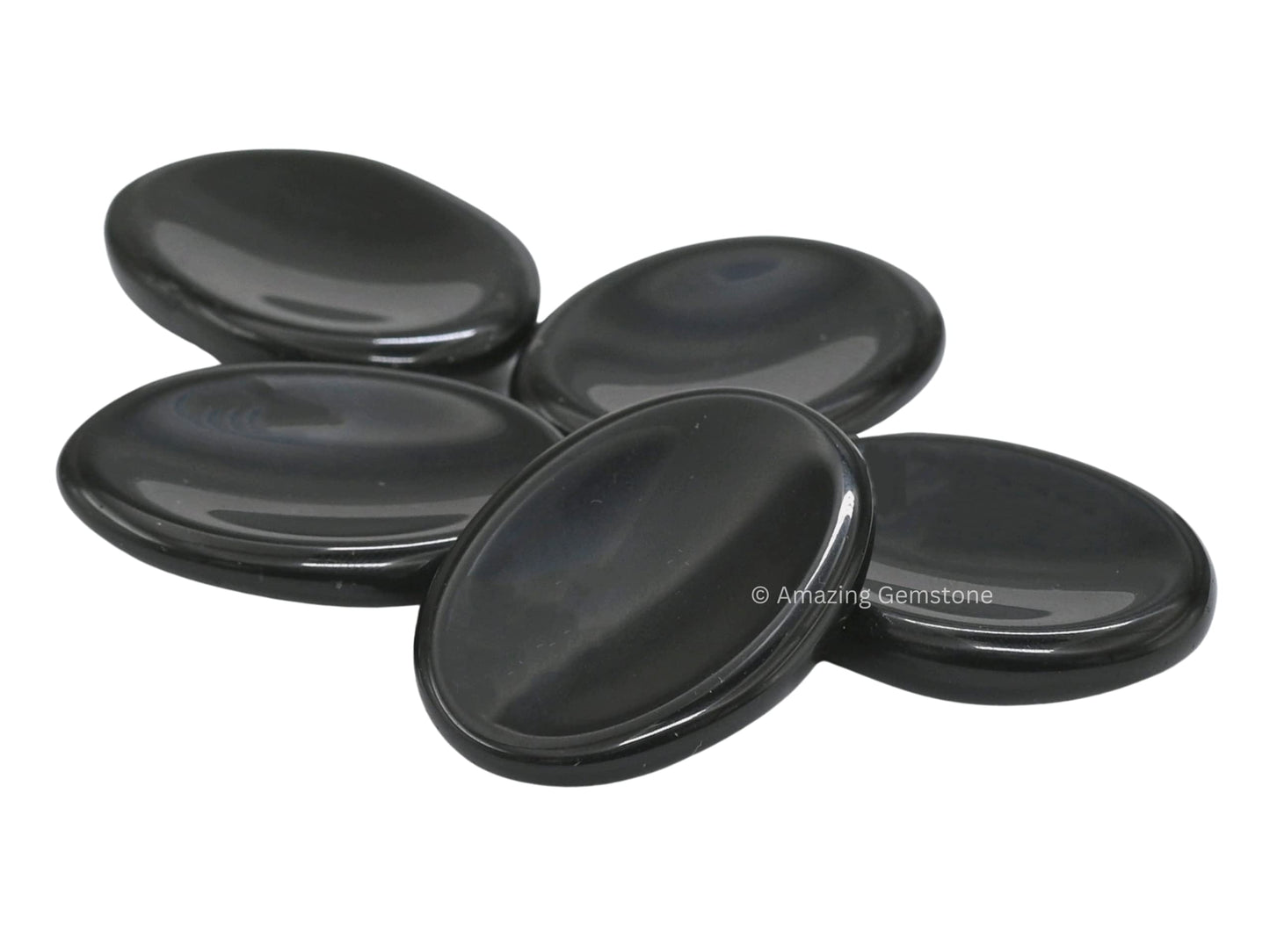 Black Obsidian Crystal Worry Stones For Anxiety - Thumb Worry Stone For Stress Meditation, Anxiety Relief Items Healing Stones A