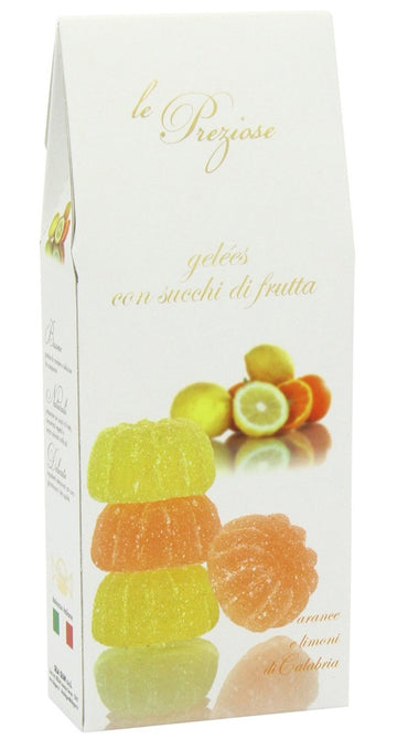 Le Preziose Italian Fruit Jelly Sweets With Fruit Juice 7.9Oz (Orange & Lemon)