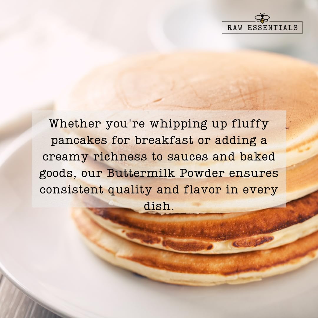 Raw Essentials Buttermilk Powder - Tangy And Creamy Flavor - Used In Baking, Salad Dressings, And Flour Dredges - Non-Gmo And Gl
