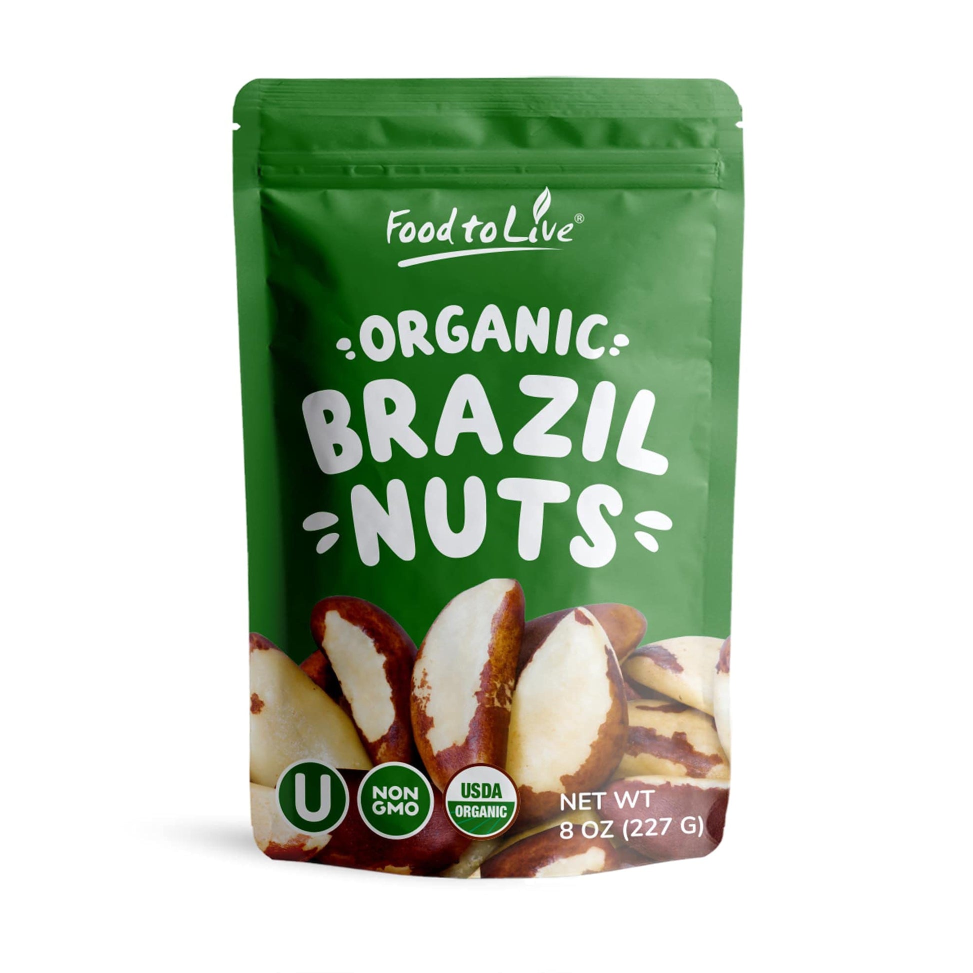 Food to Live - Organic Brazil Nuts, 8 Ounces - Non-GMO, Raw, Whole, No Shell, Unsalted, Kosher, Vegan, Keto, Paleo Friendly, Bul