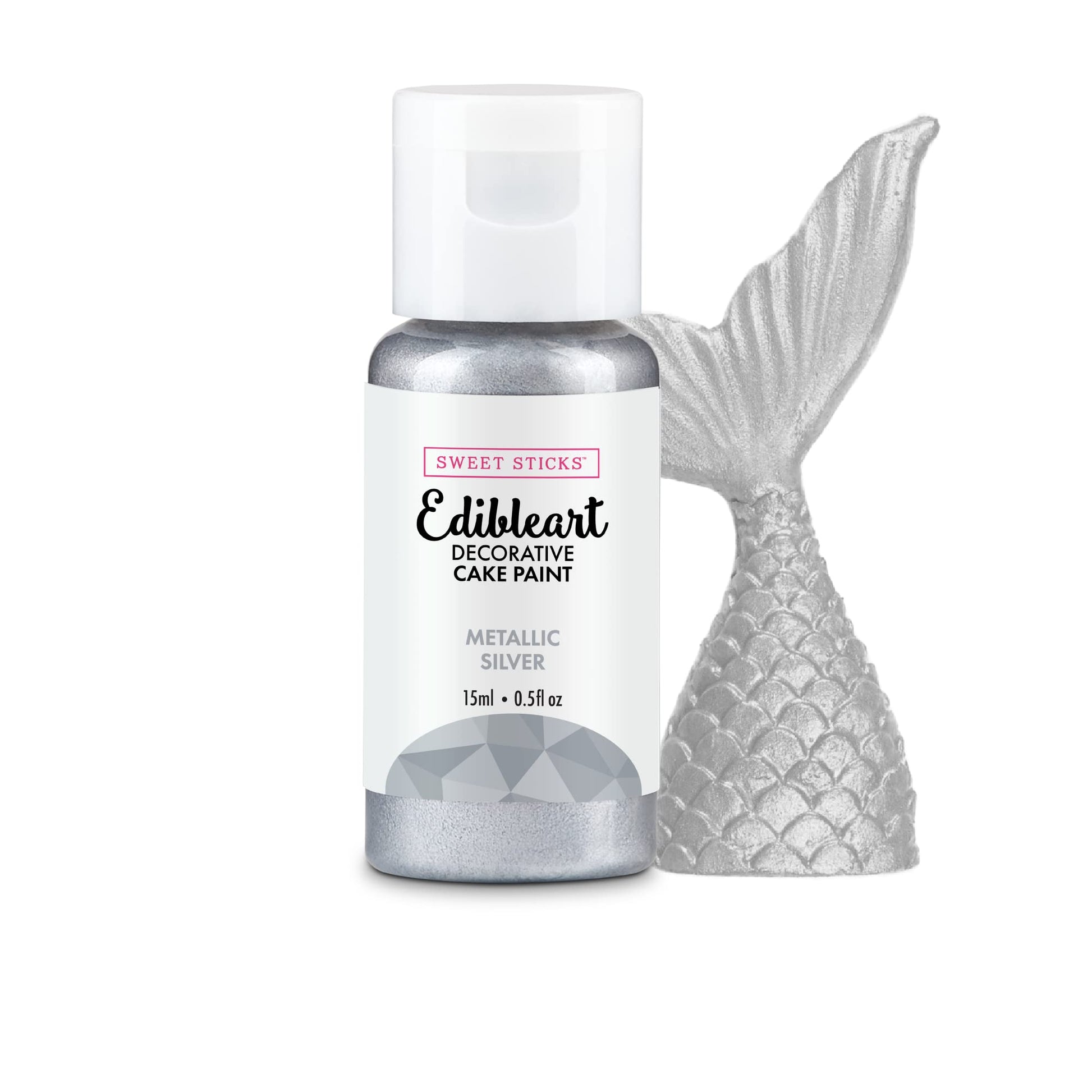 SWEET STICKS Edible Art Cake Paint, Metallic Silver, 0.5 Fl Oz (15ml)
