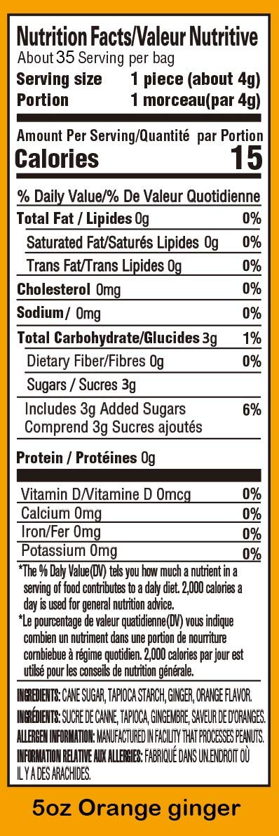 Gem Gem Ginger Candy Chewy Ginger Chews (Orange, 5.0Oz, Pack Of 1)