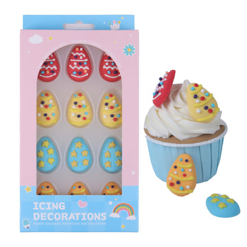 PhilaeEC 12 Pcs Easter Egg Icing Decoration Edible Candy Sprinkle for Cake Decoration Baking Cookie Cupcake Toppers Easter Party