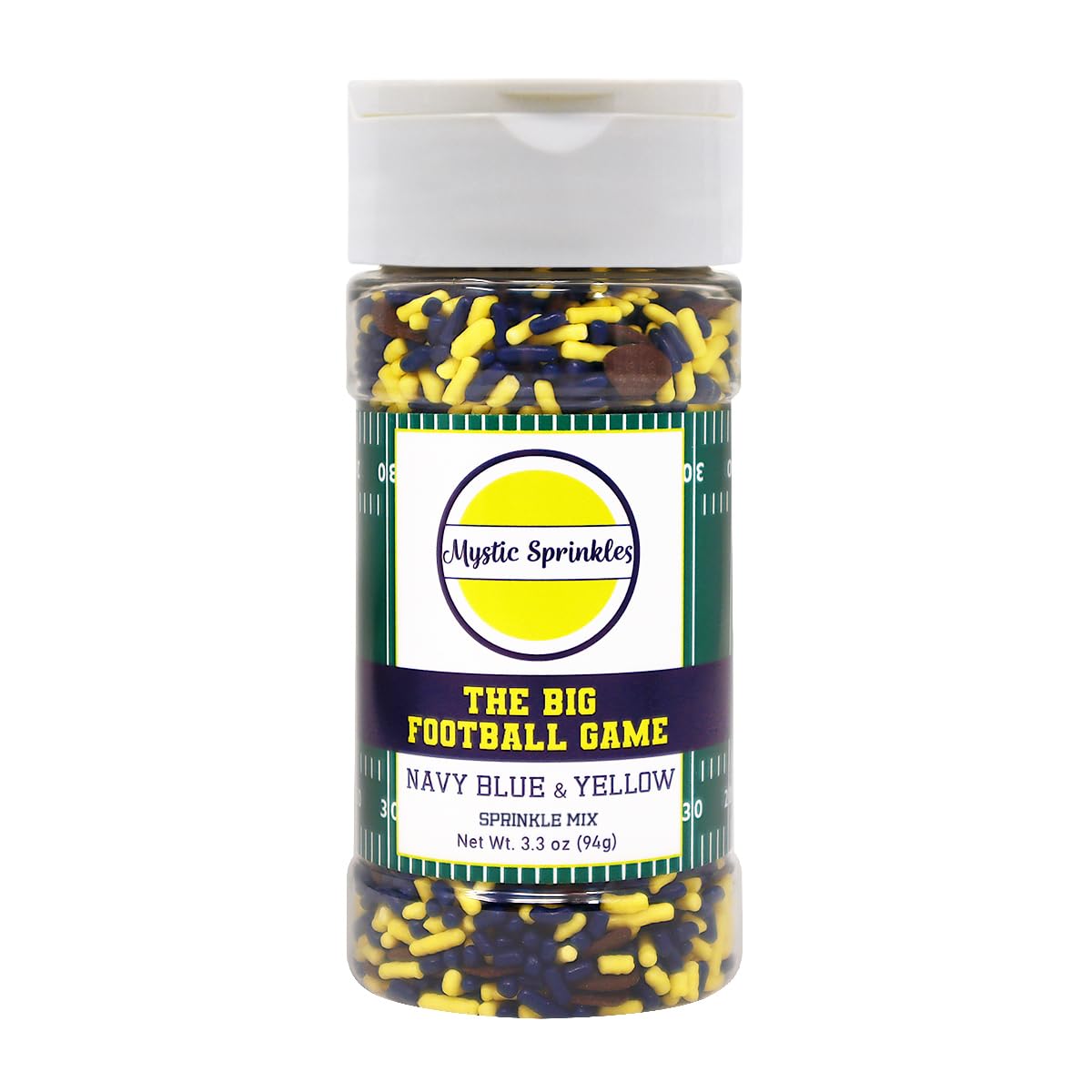 Mystic Sprinkles The Big Football Game Jimmy Mix 3Oz Bottle (Navy Blue & Yellow Sprinkle Mix 3Oz)