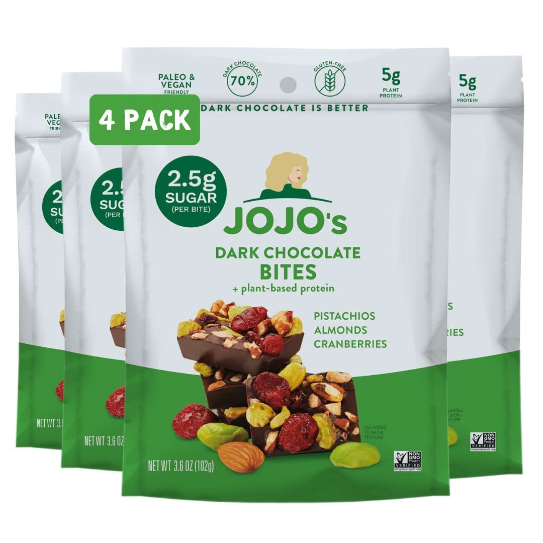 JOJOs Dark Chocolate Pistachio Almond Cranberry Snack, Low Sugar, Gluten Free, Vegan, 15.6 Ounce (Pack of 1)