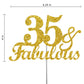 RokAPary 35 & Fabulous Cake Topper, Gold Glitter, Acrylic, Sturdy Double-Sided, 35th Birthday Decoration