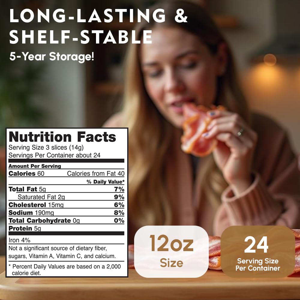 Werling Canned Bacon - Fully Cooked, Smoke Flavor Added, Shelf-Stable, 12 Oz, Pack of 1