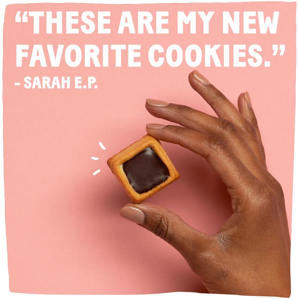 Michel et Augustin Gourmet Chocolate Cookie Squares | Dark Chocolate & Sea Salt | Individually Wrapped European Cookies | 15 Fre