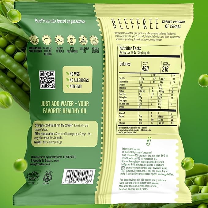 Plant-Based Meat: Vegan Beef Substitute - High-Protein, Keto-Friendly, Pea Protein-Based, Beef-Free Vegan Meat Alternative - Glu