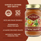 FOND NOURISH DELIGHT Grass-fed Beef Bone Broth with Ginger & Cayenne, 14 Fl Oz (Pack of 4), Natural