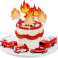 Capiant Fire Truck Cake Topper Set - 10 Pack, Paper Cards & Wooden Sticks, Fire Theme Birthday Party Supplies, Style 2
