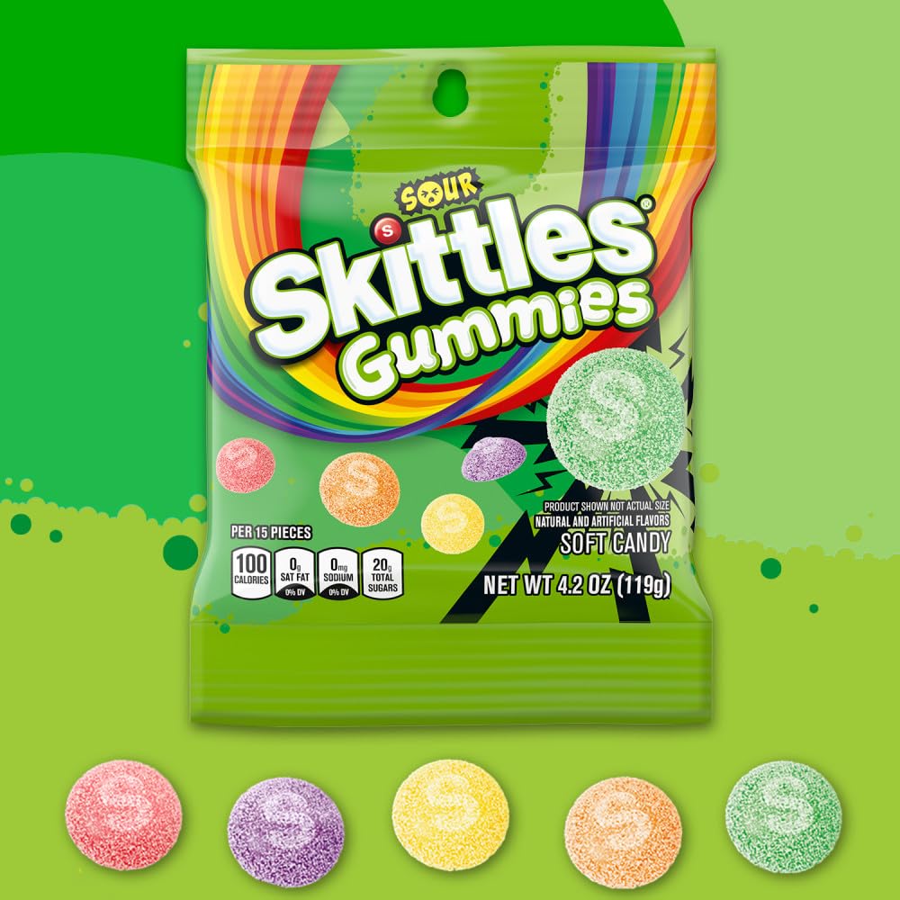 SKITTLES Gummies Sour Tart Gummy Candy  4.2 Oz Bags (Pack of 12) Bulk Candy