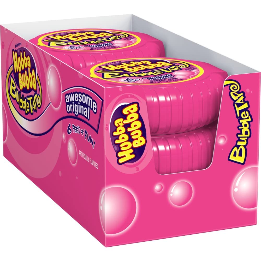 HUBBA BUBBA Bubble Gum Tape - Original Chewing Gum Bulk Pack, 2 oz, Pack of 6 Candy Bulk