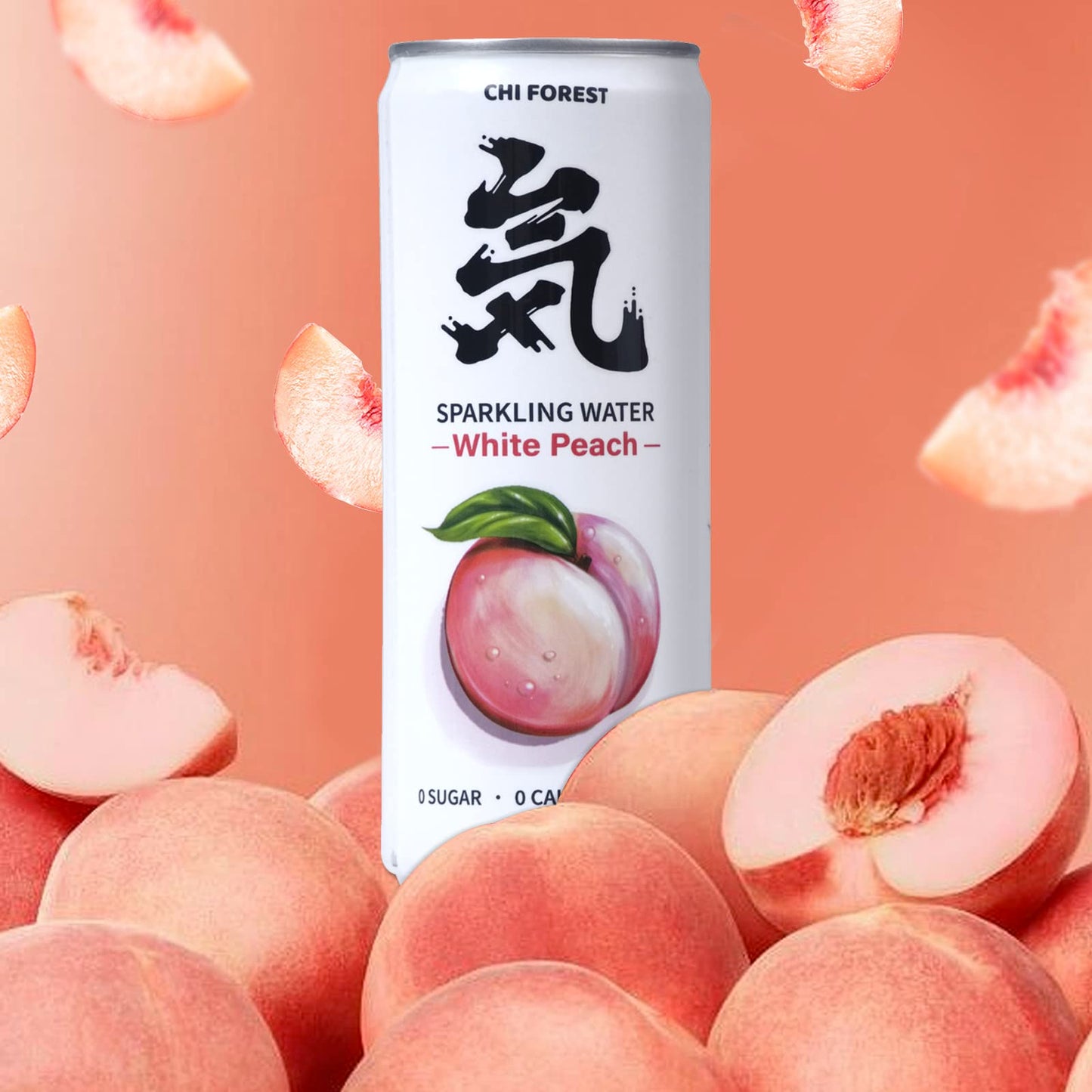 Chi Forest Sparkling Water  White Peach Flavored Bubbly Sparling Water  0 Sugar And 0 Calories Carbonated Water  11.16 Fl Oz  Pack Of 24  8.5 Kilograms