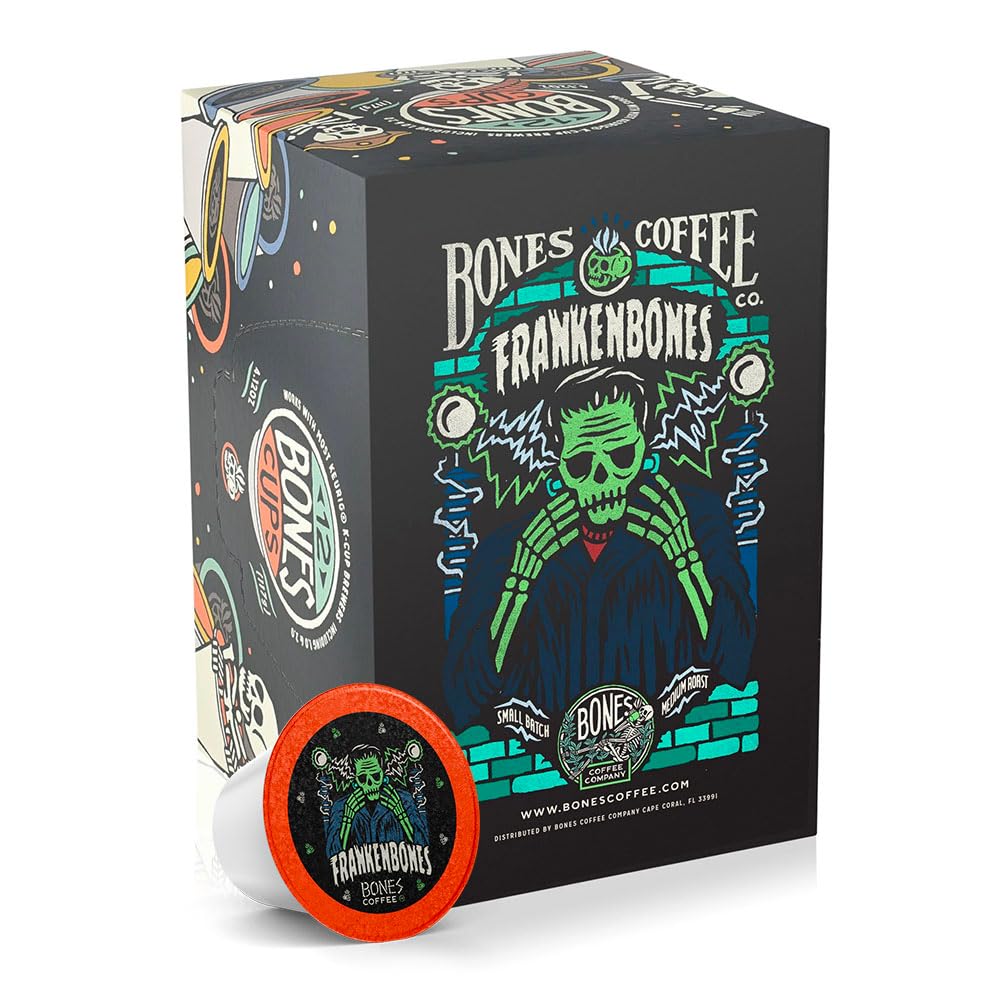 Bones Coffee Company Flavored Coffee Pods, Hazelnut Chocolate, 12ct Single-Serve Compatible with Keurig 1.0 & 2.0