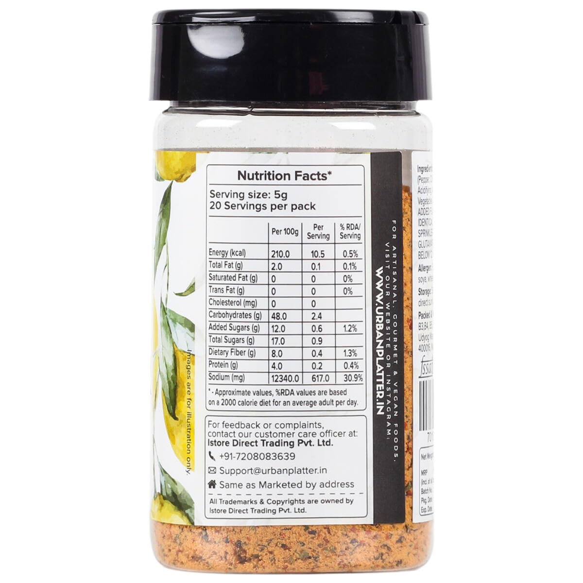 Urban Platter Lemon Pepper Seasoning Mix Shaker Jar, 100G (Sprinkle On Veggies, Salads And Anything Of The Grill | Flavour Enhan
