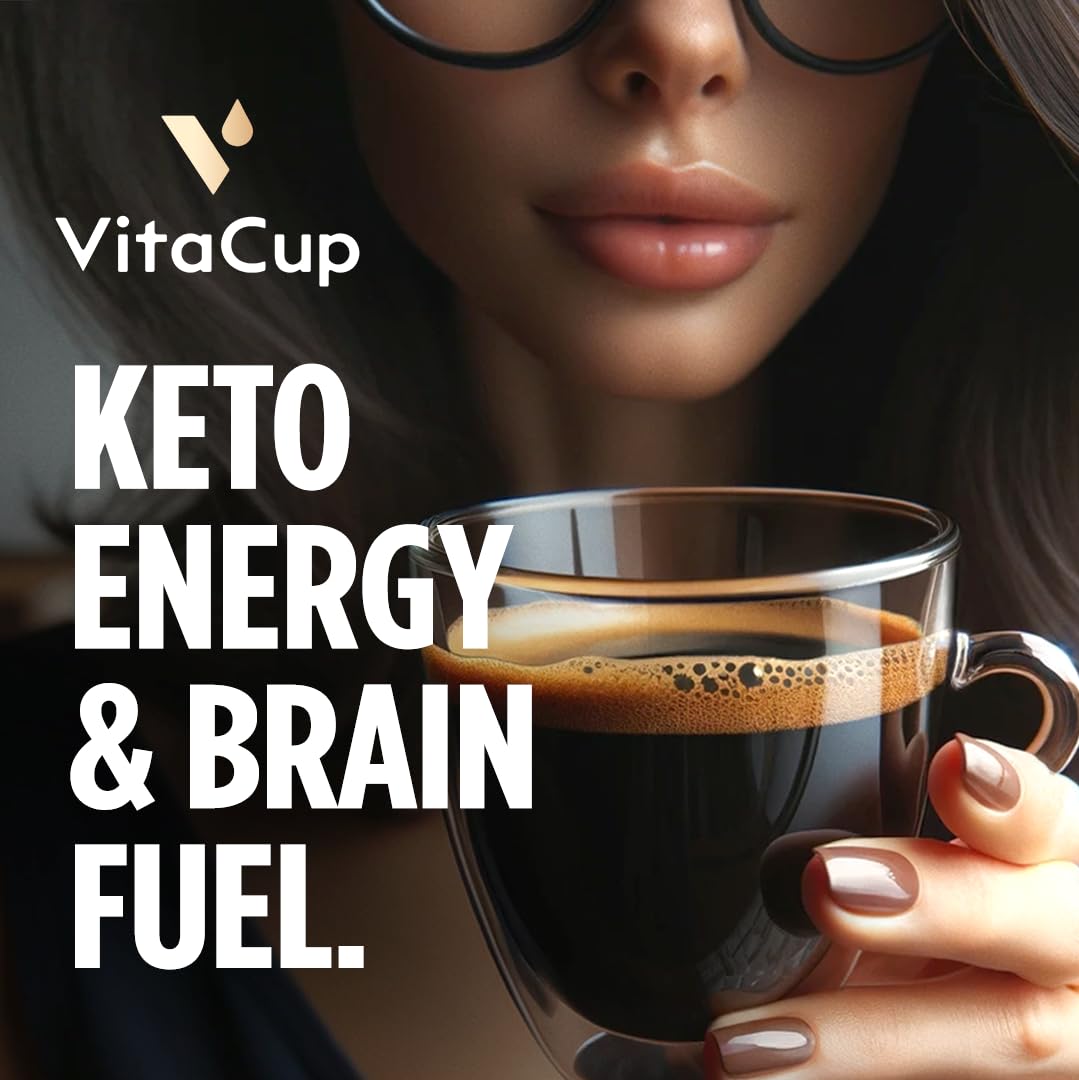 VitaCup Instant Coffee Packets, Keto Coffee with MCT Oil & Turmeric, 48 Count