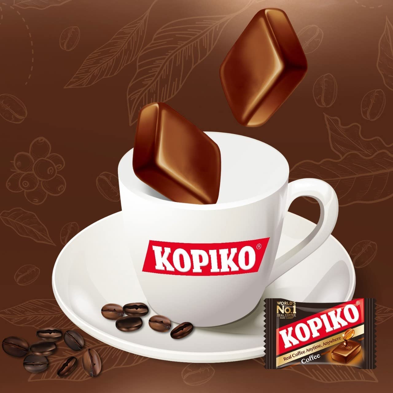 Kopiko Coffee & Cappuccino Candy Variety Pack - Real Coffee Extract - Pack of 4 - Black