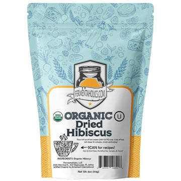 Fermentaholics Usda Certified Organic Dried Hibiscus Flowers - Perfect For Kombucha Brewing
