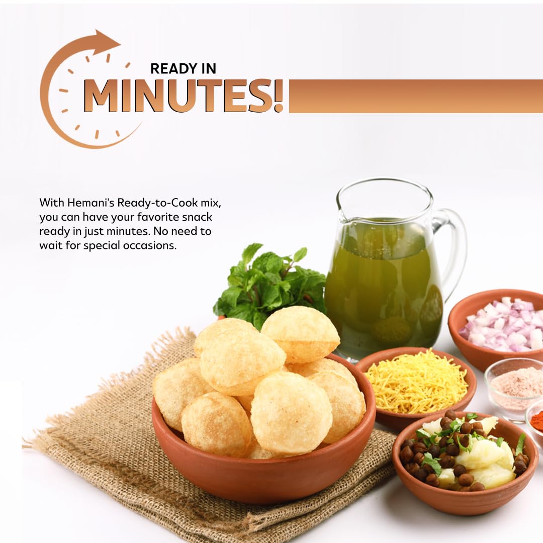 Hemani Pani Puri - Coins - Comes With Masala - Ready To Cook - 400G (14.1 Oz) - All Natural, Vegan & Non-Gmo - Indian Origin