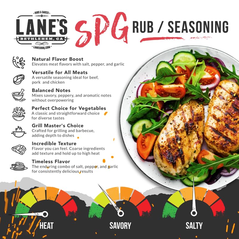 Lanes SPG Seasoning & Rub, All-Natural Salt Pepper Garlic, Gluten-Free, 4.6 Oz