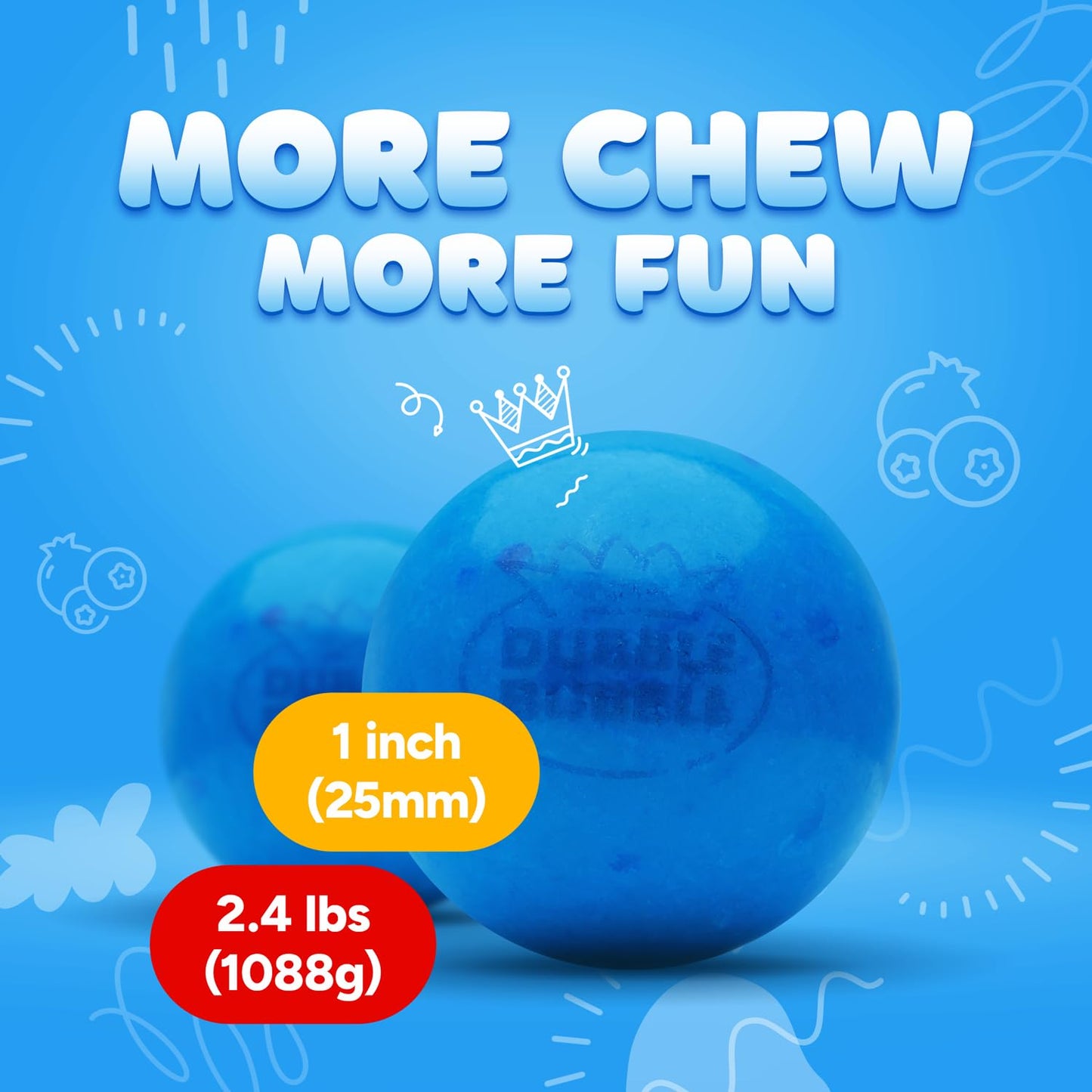 Gumballs for Gumball Machine - Berry Mix 1 Inch Bubble Gum Balls Bulk - Gumball Machine Refills - Chewing Gum - 2.4 LB - 136 pcs King Gumballs Bulk