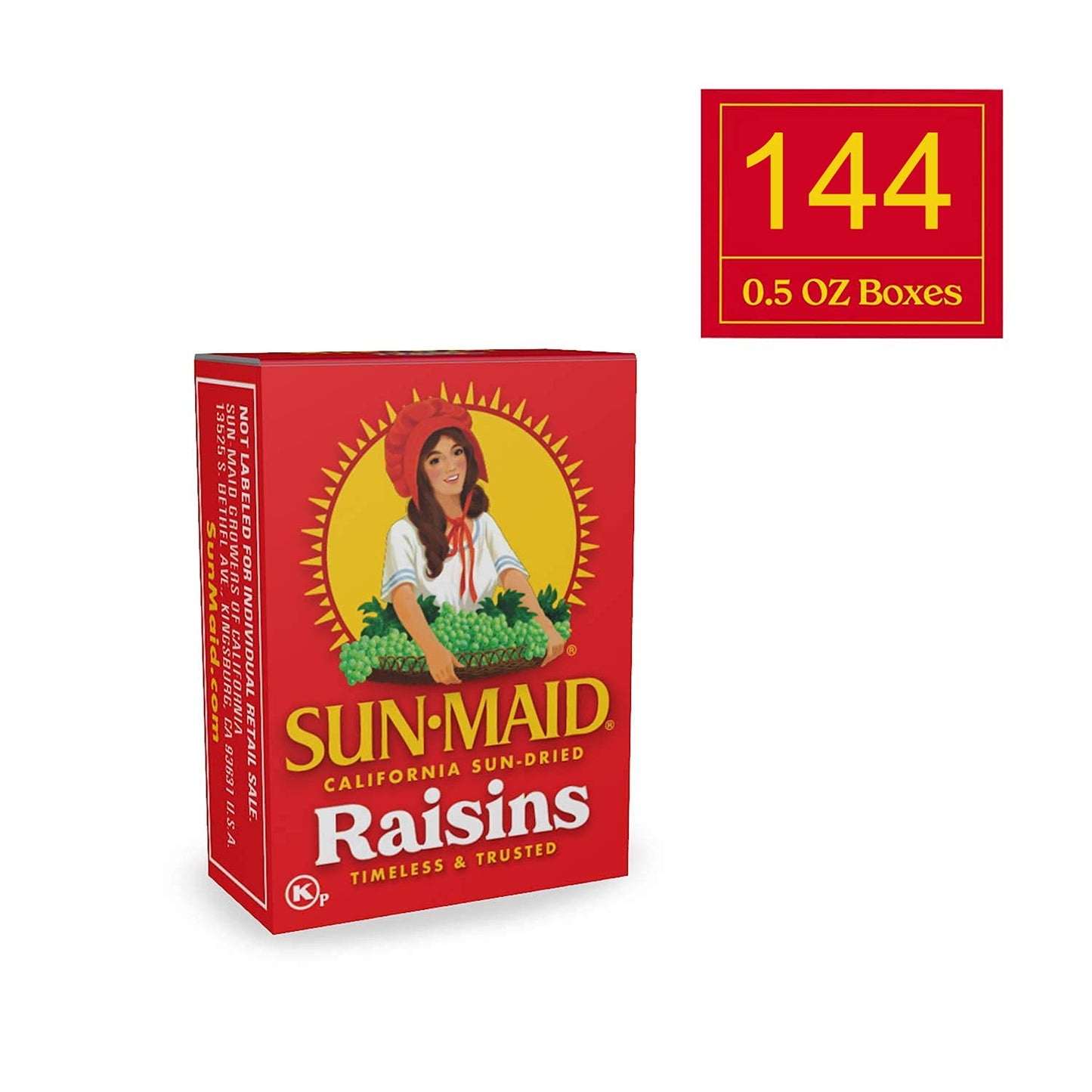 Sun-Maid California Sun-Dried Raisins - (144 Pack) 0.5 oz Snack-Size Box - Dried Fruit Snack for Lunches, Snacks, and Natural Sw