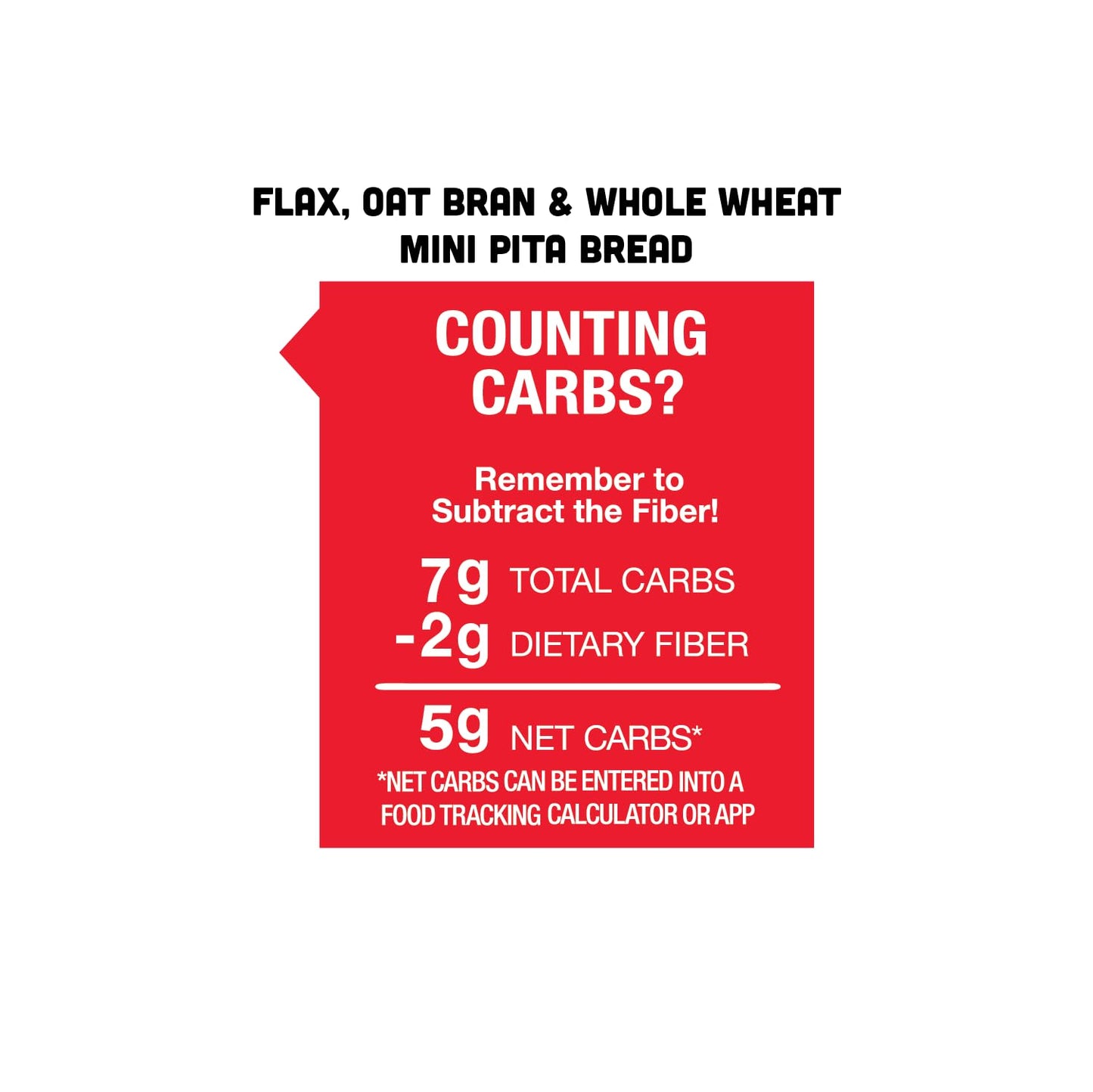 Josephs Low Carb MINI Pita Bread 6-Pack, Flax & Oat Bran, 5g Carbs, 48 Total, 8 Ounce