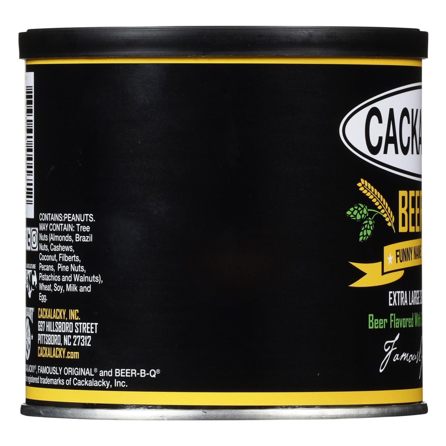 Cackalacky malt-inspired-B-Q Seasoned Peanuts 3-Pack - 36 oz Total - Roasted Extra-Large Carolina BBQ Peanuts