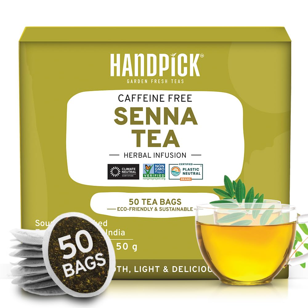 HANDPICK Senna Tea Bags - Non-GMO, Caffeine Free, Mild Taste, 50 Count, Eco-conscious Packaging