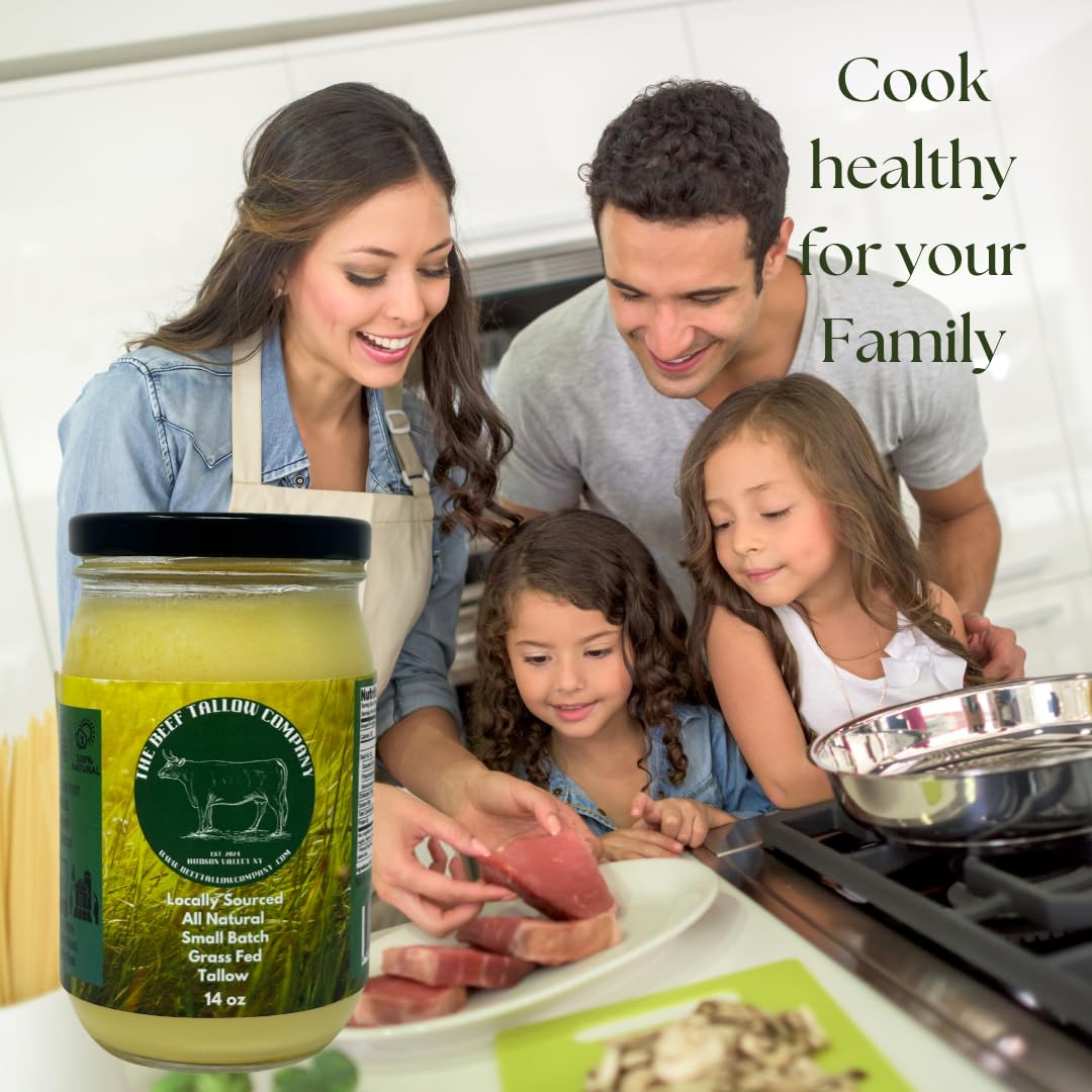 The Beef Tallow Company | 100% Pure small batch pasture raised beef tallow infused with fresh rosemary & thyme | Saftey shrink s