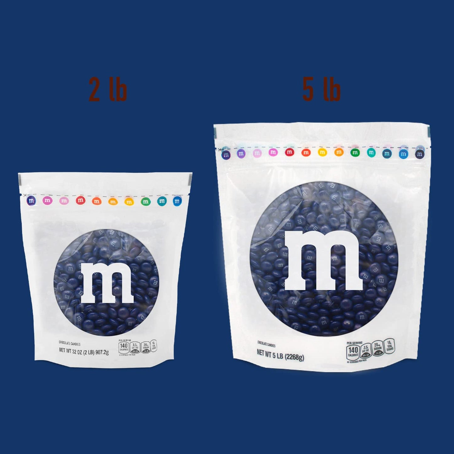 M&Ms Dark Blue Milk Chocolate Candy, 2Lbs Of M&M'S In Resealable Pack For Candy Bars, Birthday Parties, Graduations, Congrats Ce