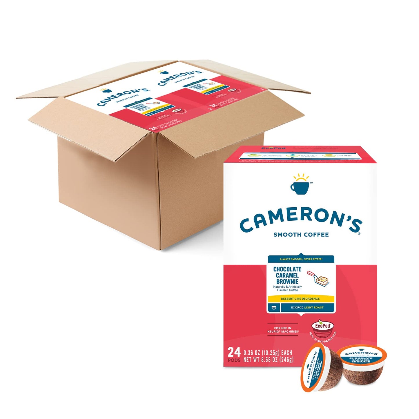 Camerons Coffee Single Serve Pods, Flavored, Chocolate Caramel Brownie,96 count (Pack of 1)