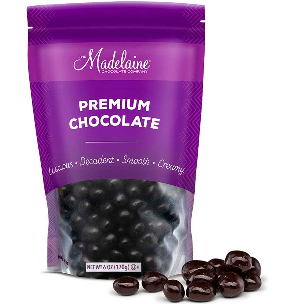 Madelaine Dark Chocolate Covered Espresso Beans - enhanced Gourmet Snack - 6 oz Bag - Rich Dark Chocolate & Crunchy Coffee Beans - Perfect Treat for Coffee Lovers