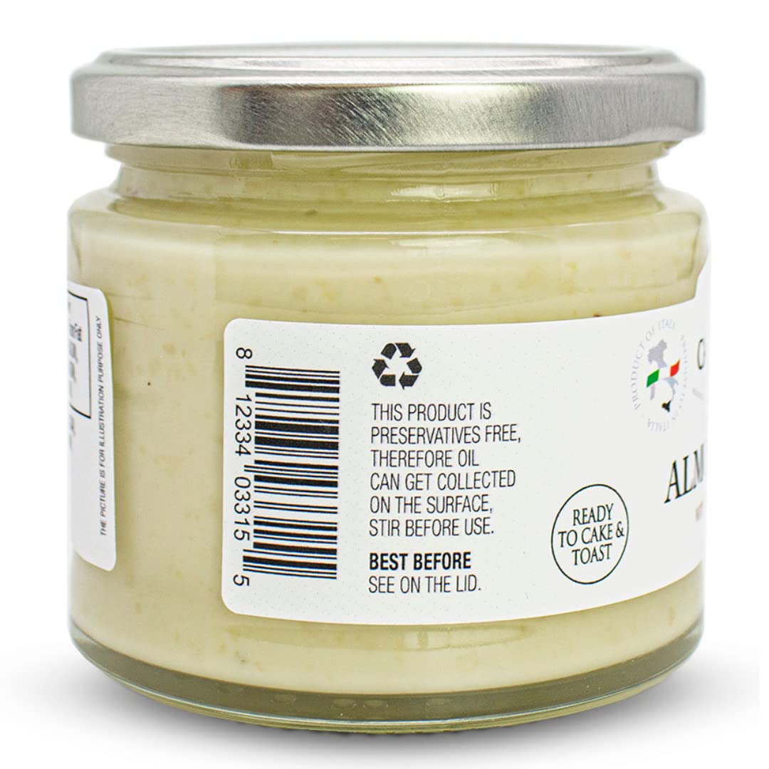 Almond Butter, Sweet Creamy Almond Spread, (6.35Oz - 180 G). Product Of Italy, Made In Sicily. Non-Gmo, Campo D'Oro