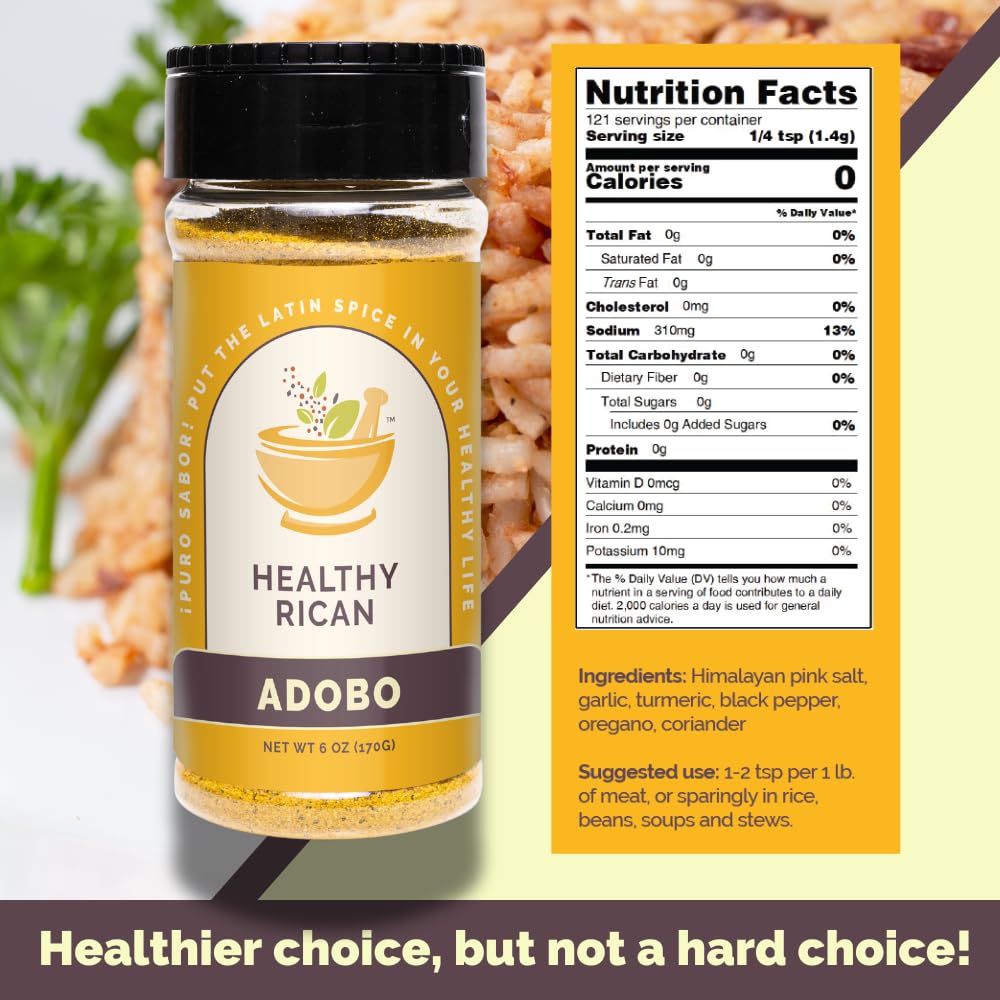Healthy Rican Herbs Spice Seasoning Mix Adobo Sazon Sofrito Dry Non Gmo No Preservatives Msg Artificial Coloring Gluten Free Dia