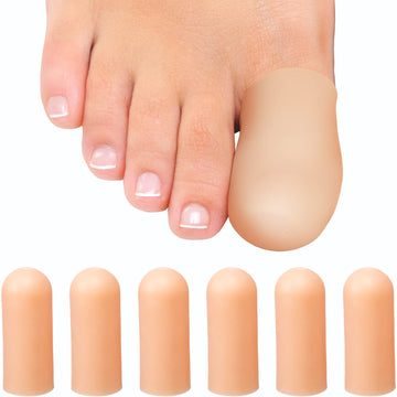 Homergy Original Soft Gel Toe Cap - 6 Big Toe Protectors For Women & Men, Cushioning Toe Sleeves To Provide Relief From Missing/