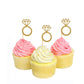 50 Pack Cupcake Toppers Gold Glitter Mini Diamond Ring Cakes Toppers For Marriage Engagement Anniversary Birthday Valentines Party Cake Decor