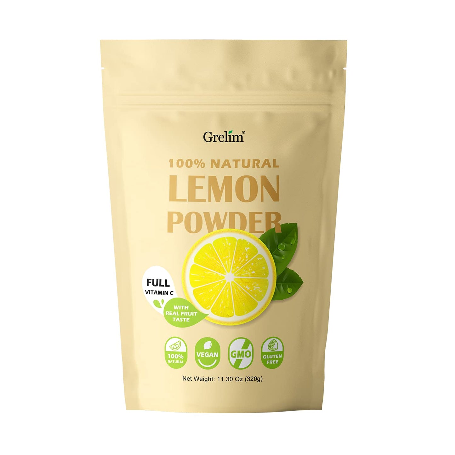 Grelim Lemon Powder 11.30 Oz, 100% Lemon Juice Freeze Dried Powder, Filler Free, Gluten-Free, Rich In Natural Vitamin C Fresh Sq