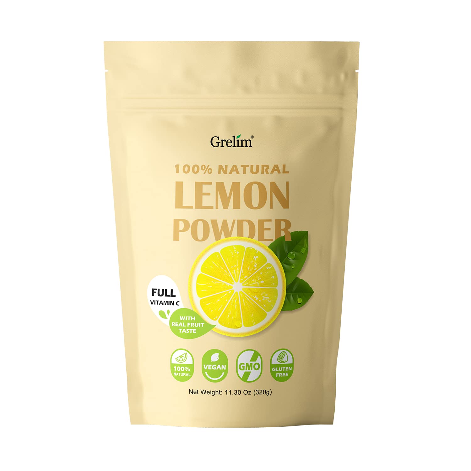 Grelim Lemon Powder 11.30 Oz, 100% Lemon Juice Freeze Dried Powder, Filler Free, Gluten-Free, Rich In Natural Vitamin C Fresh Sq