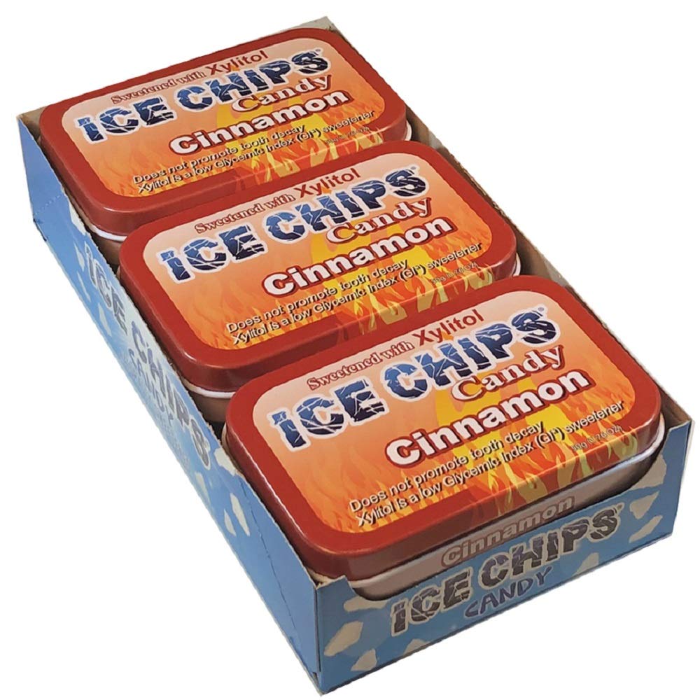 Ice Chips Xylitol Candy Tins (Cinnamon, 6 Pack) - Includes Band As Shown