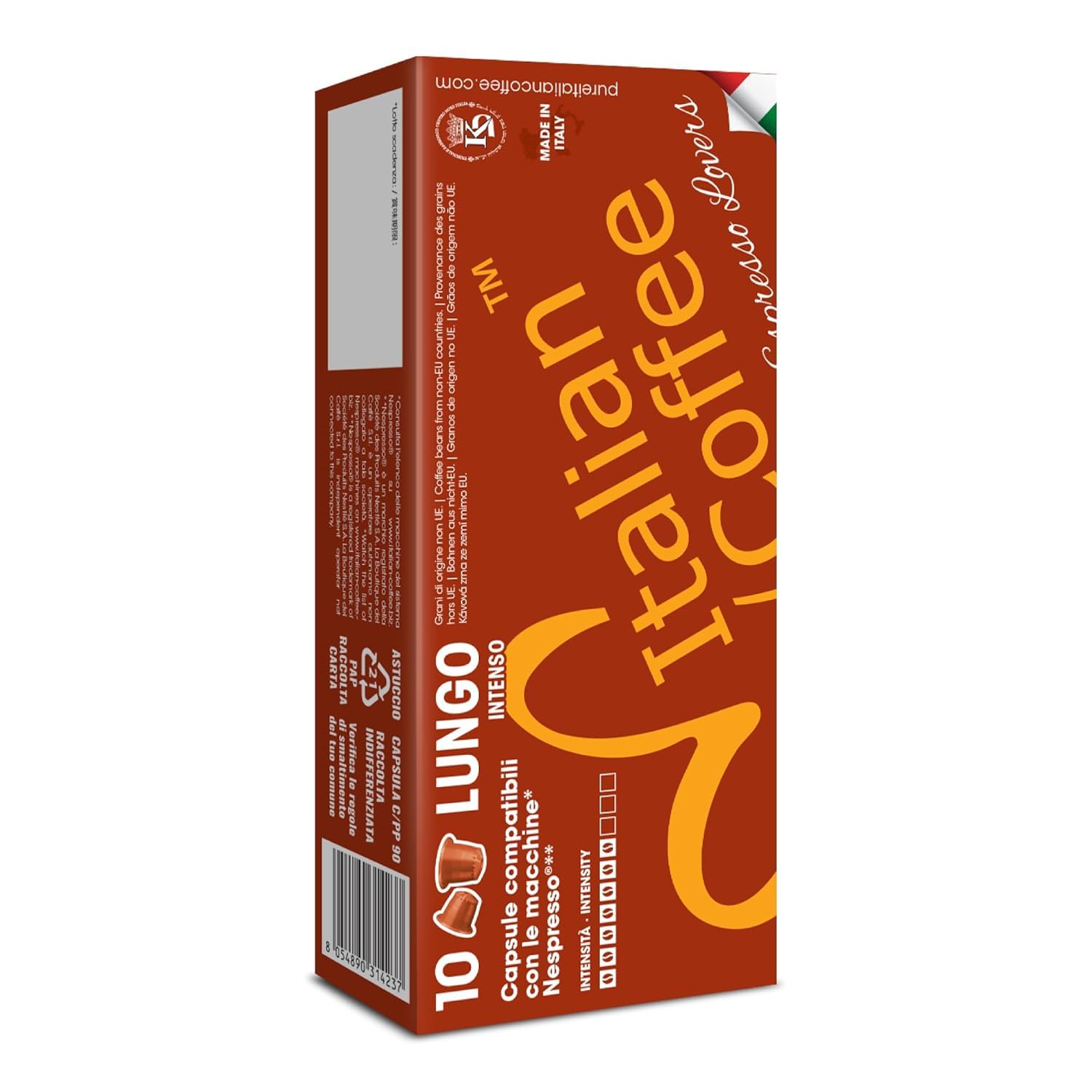 ITALIAN COFFEE FOR ESPRESSO LOVERS Espresso Capsules, Compatible with Nespresso Original Line, Regular Pods, 100 Count