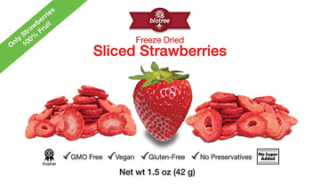 Biotree Labs Freeze Dried Sliced Strawberries - Pack Of 1.5 Oz, 100% Natural Sliced Fruit, Great For Healthy Snacks, Cereal Topp