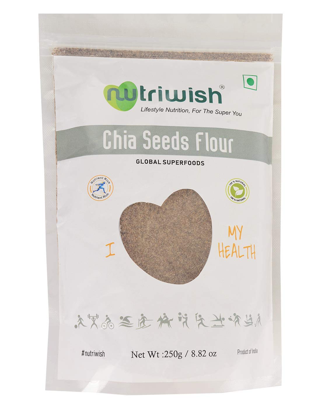 Nutriwish Chia Seeds Flour, 250 G | Fiber Rich | Diet Food | Rich In Omega 3 |