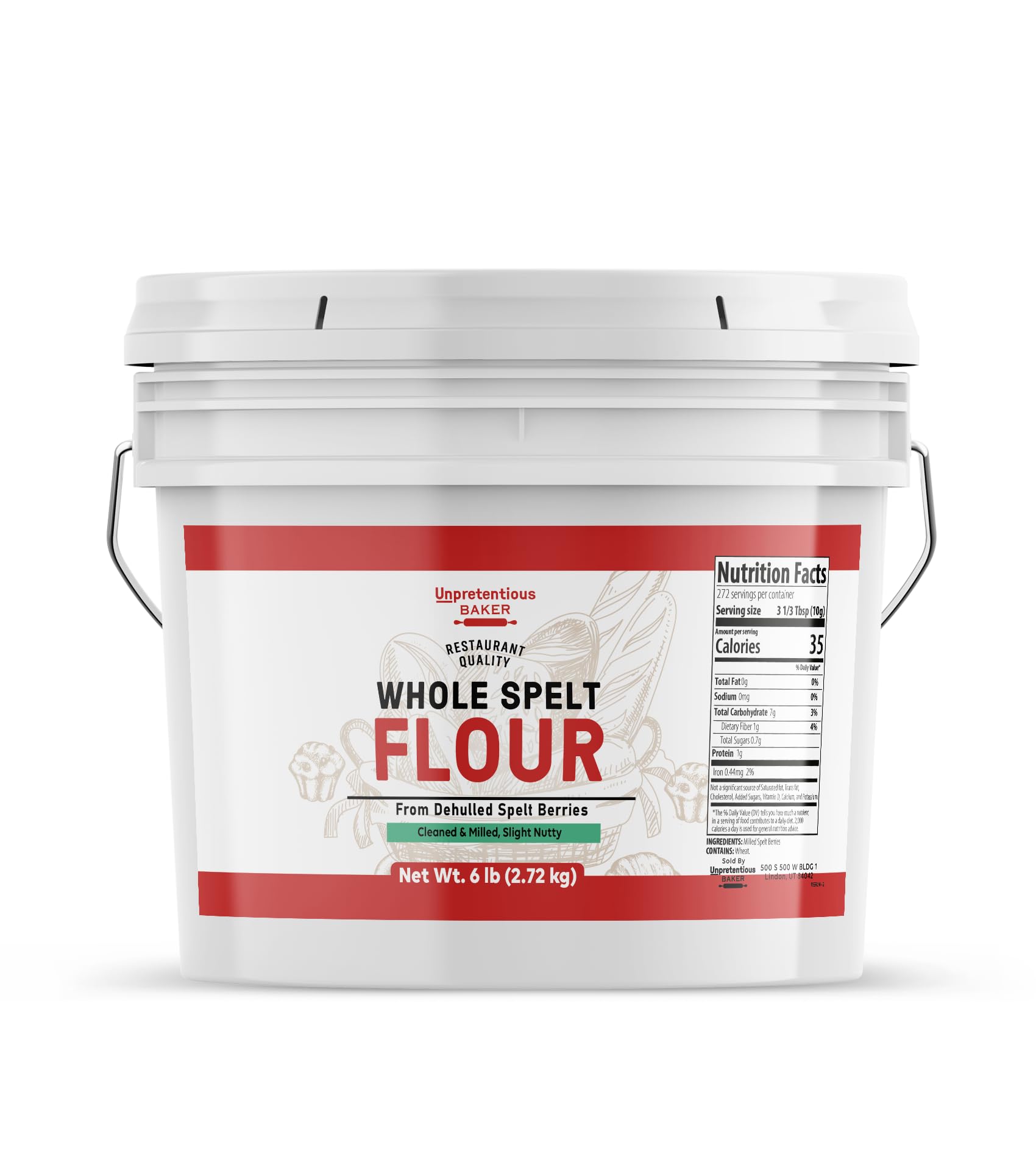 Unpretentious Whole Spelt Flour, 1 Gallon, Light & Airy Flour, From Dehulled Spelt Berries