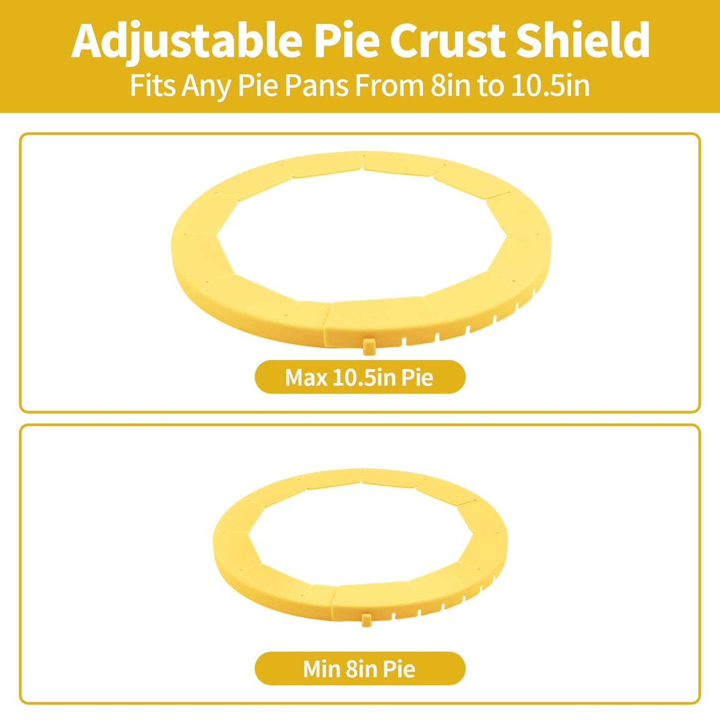 HOHUIGO Silicone Pie Crust Shield, Heavy Duty Pie Crust Protector for edge Cover for Pie 8-10.5 Inch Kitchen Gadget for Baking P